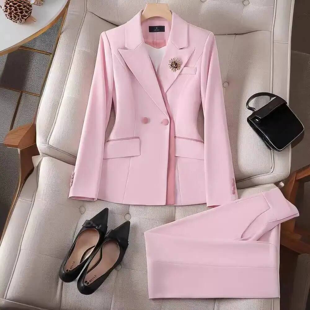Women Formal Wear For Interview - フォーマルでエレガントなスタイルのレディースオフィスワークウェア、パンツスーツ、パンツセット、キャリア、面接、ビジネスウーマン、プロフェッショナルブレザー、衣料品