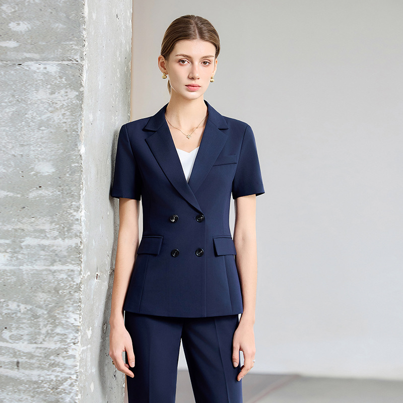 Women Formal Wear For Interview - レディースサマー薄手半袖スーツ2025新作 大学生面接用プロフェッショナルスーツ、ホテル勤務用フォーマルウェア