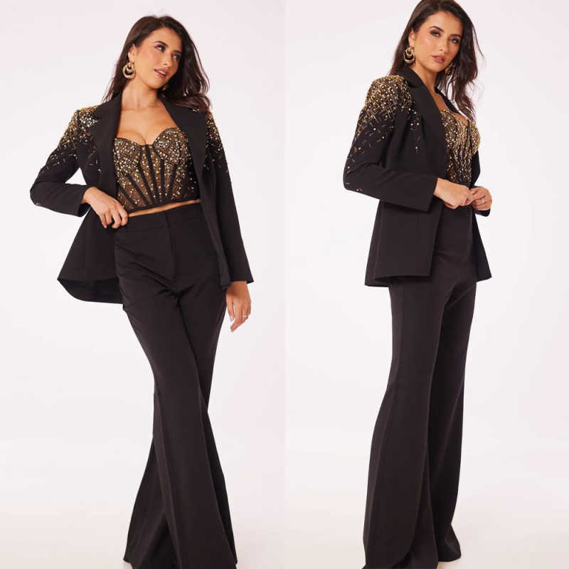 Unique Women'S Formal Wear - ユニークなデザインのレディーススーツ 2ピース ジャケット パンツ ノッチカラー ワンボタン