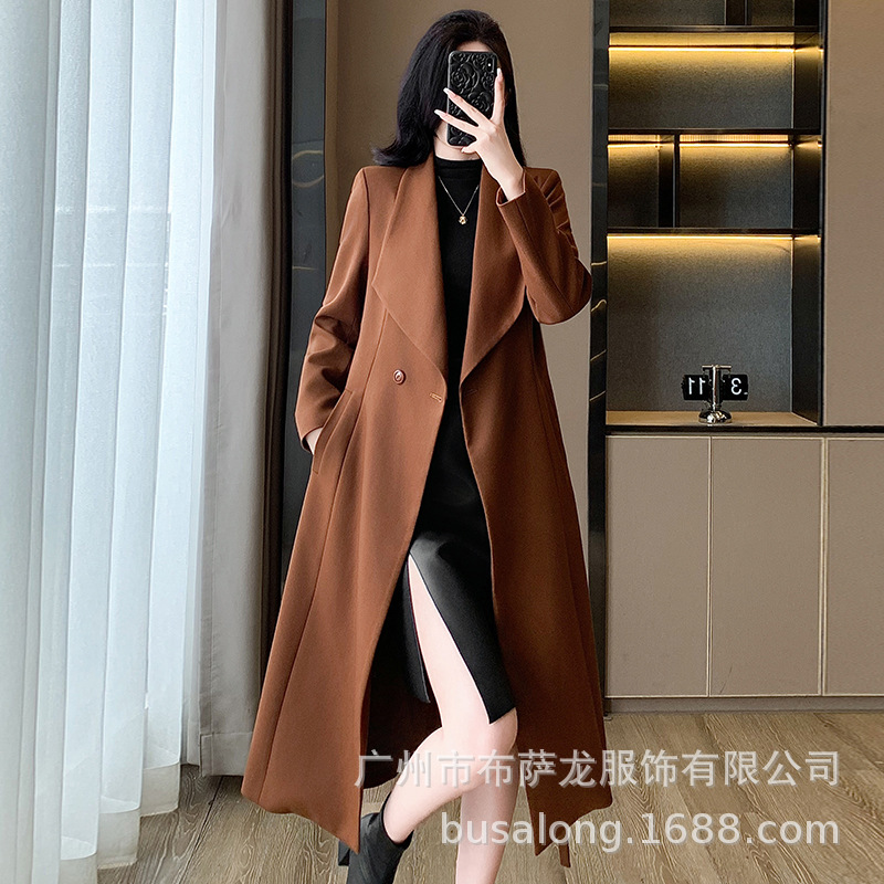 Women'S Office Formal Wear For Ladies - 2025年秋冬新作レディース トレンチコート、ヨーロッパスタイル、人気ハイエンドファッション、エレガントなミドル丈コート、フォーマルウェア