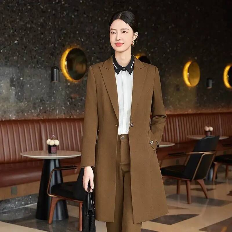 Women Formal Wear For Interview - 高品質生地 秋冬 フォーマル エレガントスタイル ミドル丈 ウィンドブレーカー