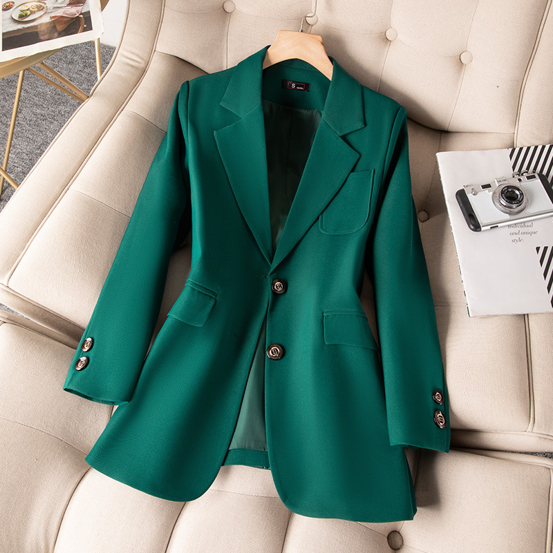 Women'S Office Formal Wear For Ladies - 女性用長袖シングルブレストジャケット,フォーマルコート,青,黒,緑,オフィスウェア,作業服,アウター