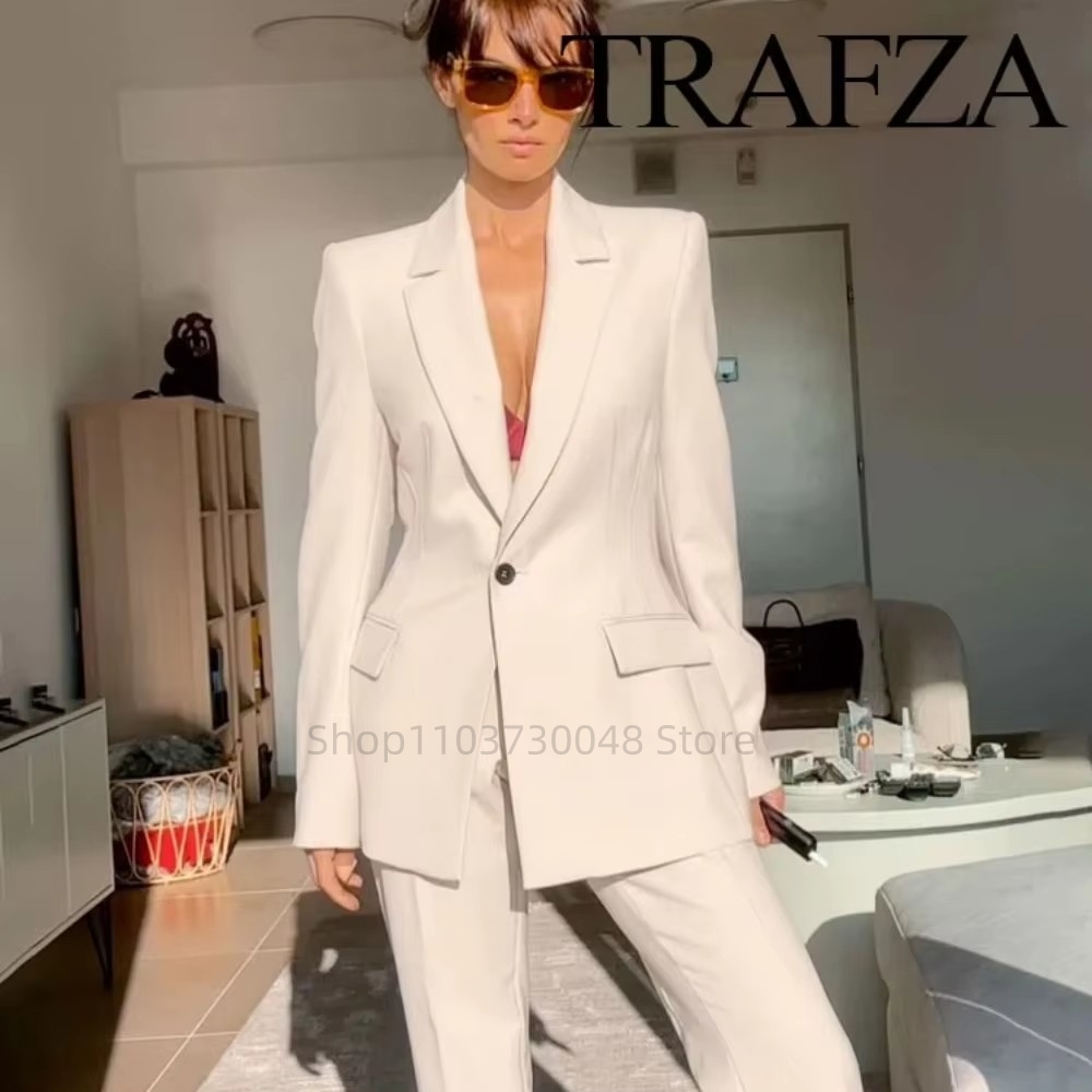 Women'S Office Formal Wear For Ladies - ファッションオフィスレディースブレザーとパンツスーツフォーマルホワイト/レッド女性ジャケットズボン女性ビジネスワークウェア2ピース女性セット