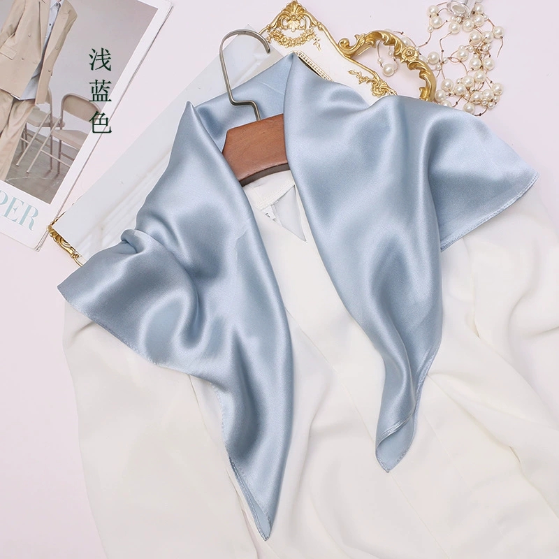 Scarf Silk Neck - 春夏無地マルベリーシルクスカーフスクエアヒジャブスカーフ53CMエレガントネッカチーフ