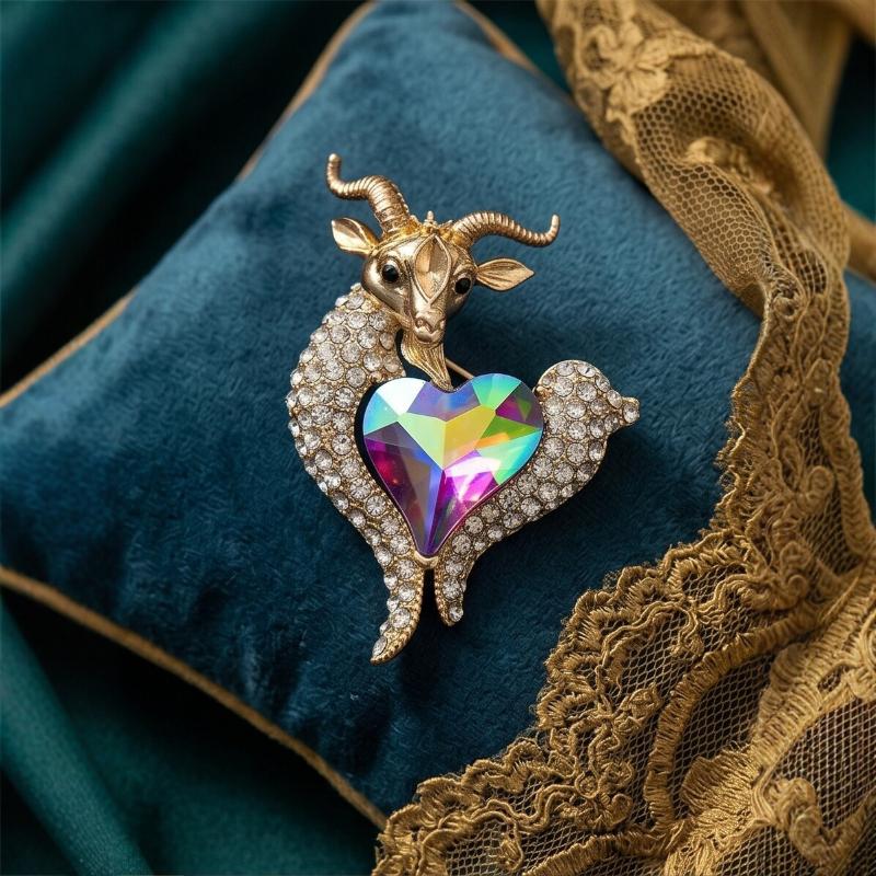 ユニークなラインストーンヤギブローチ傷つきにくい合金動物羊ピ - Unique Women'S Formal Wear のレビューと価格