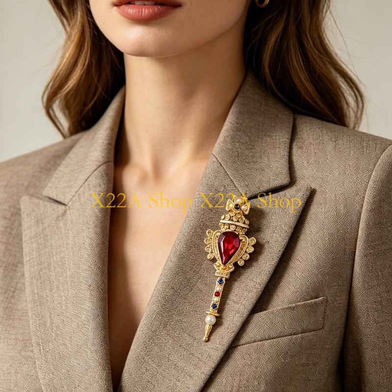 ユニークなレトロな魔法の杖のブローチ、真珠のアクセントのファ - Unique Women'S Formal Wear のレビューと価格