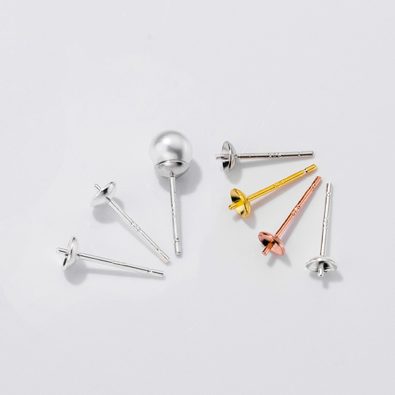 スターリングシルバーs925イヤリング,ビーズ用ピン付きベー - Pearl Earring Stud のレビューと価格