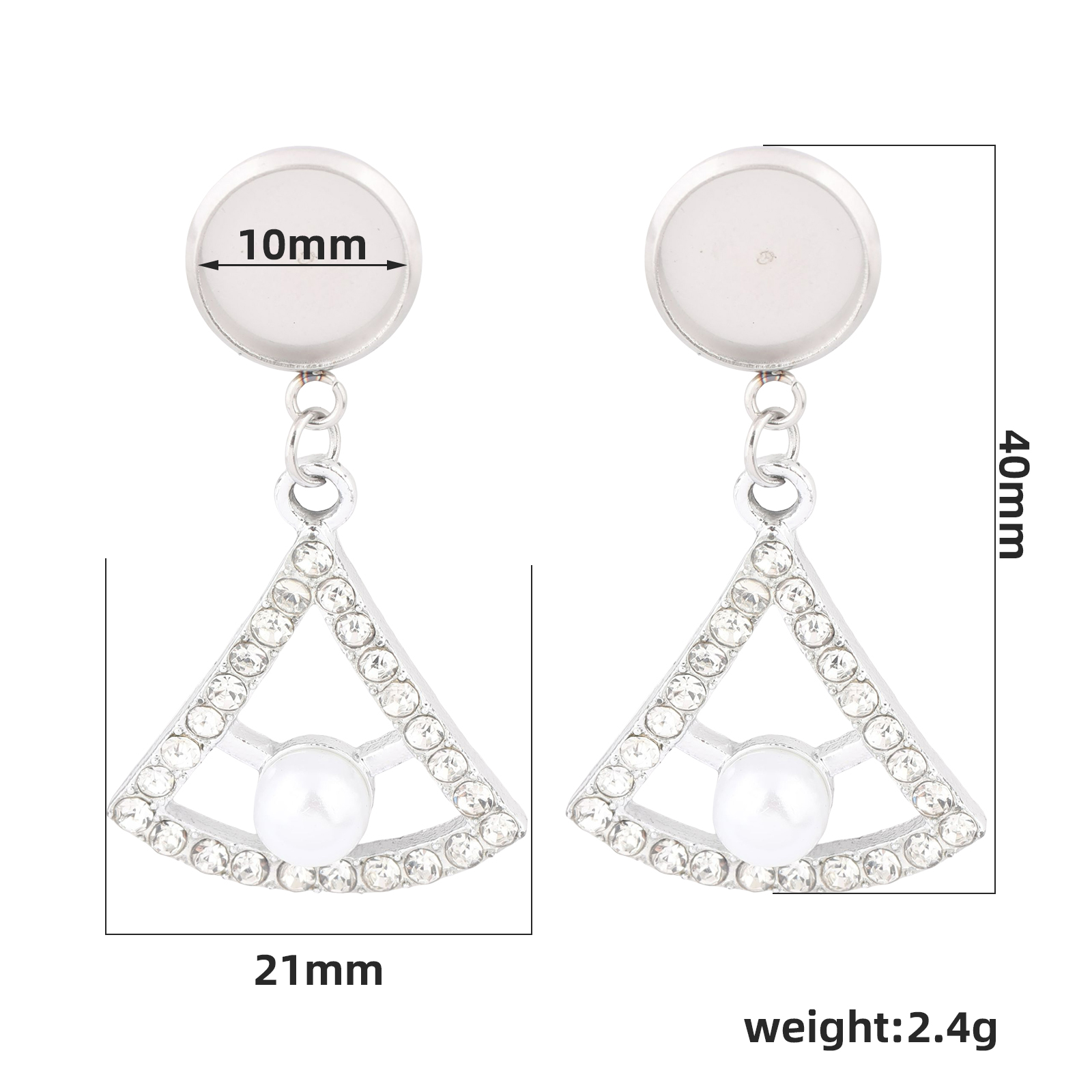 10個入り ステンレス製 10mmカボションイヤリングベース - Pearl Earring Stud のレビューと価格