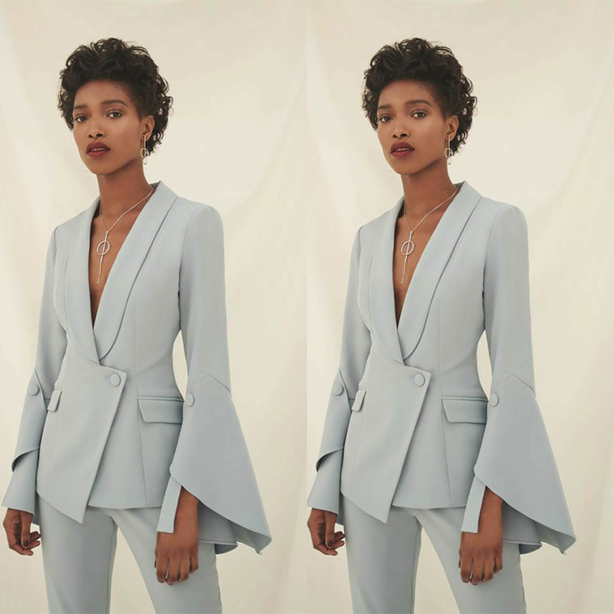 カスタムメイドのブレザースーツ,パンツスーツ,フレアスリーブ - Unique Women'S Formal Wear のレビューと価格