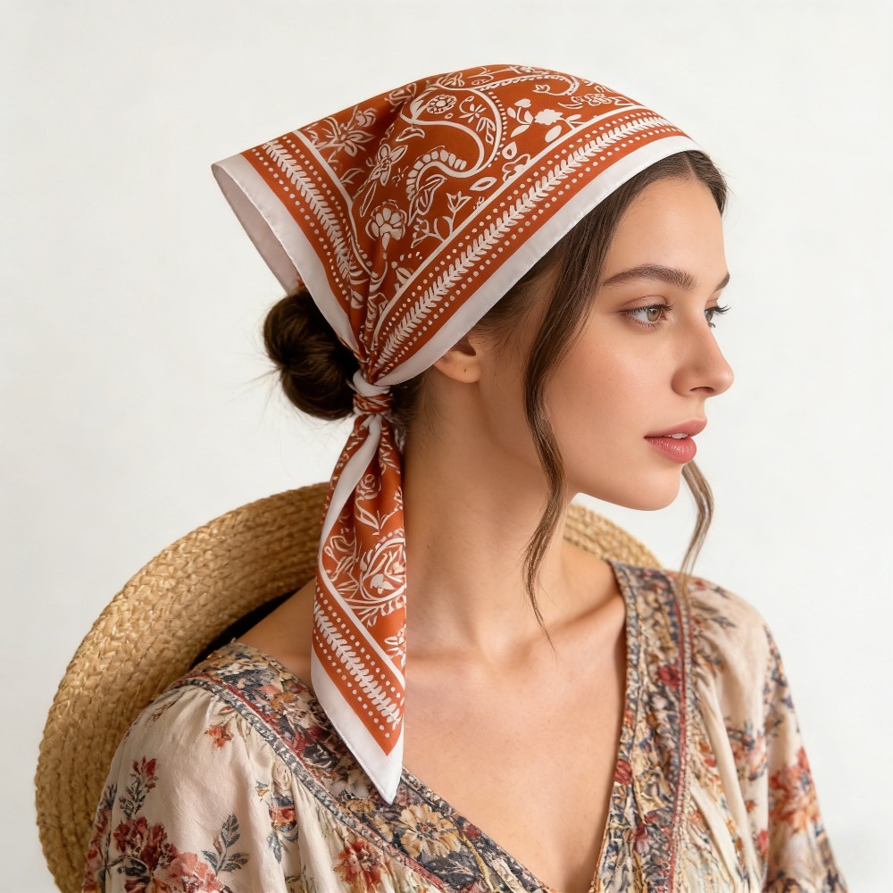 1Pc カシュープリントファッションシルクスカーフスクエアス - Scarf Silk Neck のレビューと価格