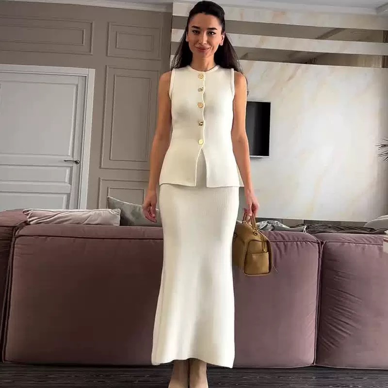 ラウンドネックシングルブレストノースリーブボディコントップと - Women'S Office Formal Wear For Ladies のレビューと価格