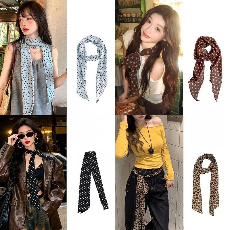 水玉模様の花柄プリントシルクスカーフ薄いネックスカーフヘアバ - Scarf Silk Neck のレビューと価格