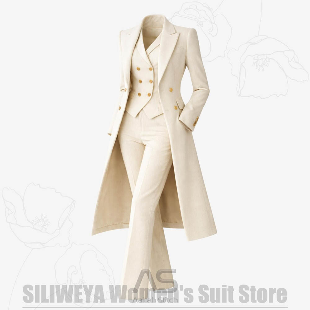 レディーススーツ 3ピース ダブルブレスト ロングコート ベ - Women'S Office Formal Wear For Ladies のレビューと価格
