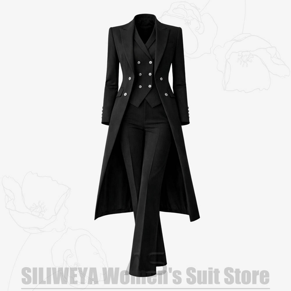 レディーススーツ 3ピース ダブルブレスト ロングコート ベ - Women'S Office Formal Wear For Ladies のレビューと価格