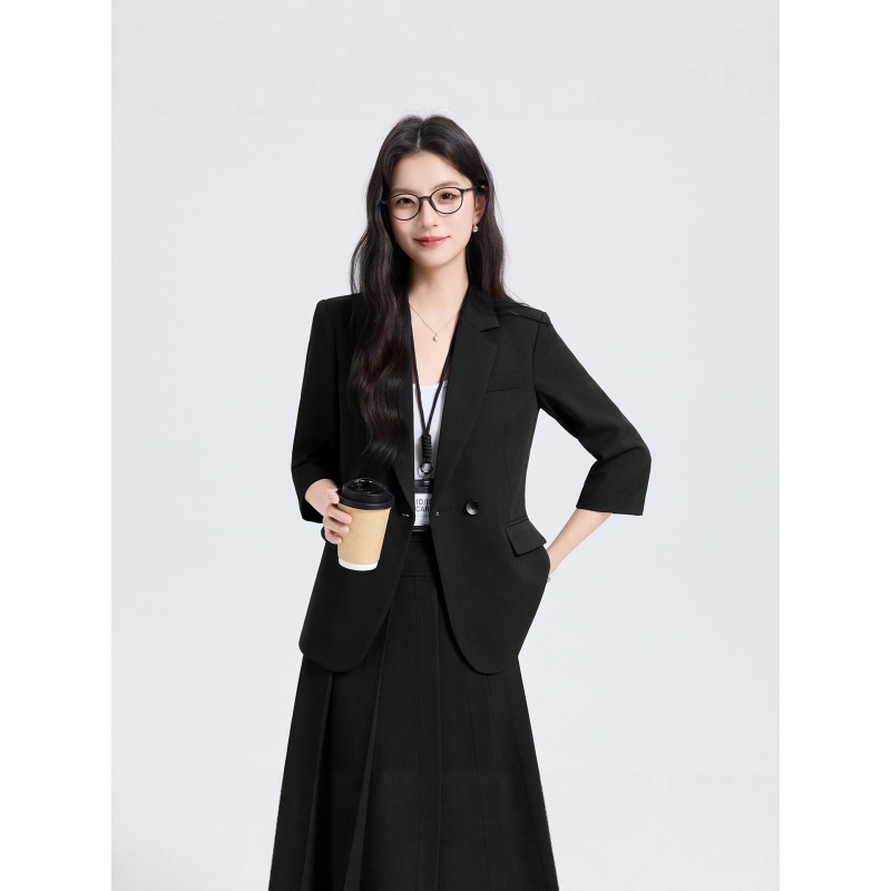ネイビーブルーの女性用スーツセット、春と秋用、新しいプロフェ - Women Formal Wear For Interview のレビューと価格