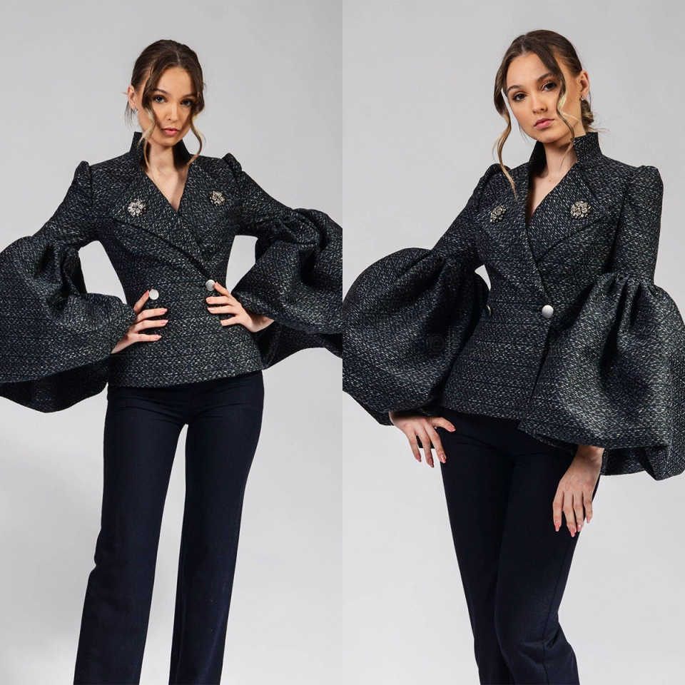 女性用の大きなパフスリーブのブレザードレス,イブニングドレス - Unique Women'S Formal Wear のレビューと価格