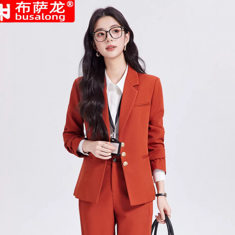 カーキ色の女性用スーツセット、高級感のあるカジュアルビジネス - Women Formal Wear For Interview のレビューと価格