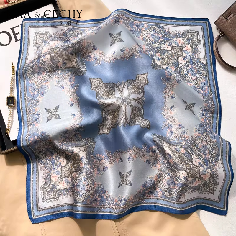 バロック花柄 100% 桑シルク正方形スカーフ 50 センチ - Scarf Silk Neck のレビューと価格