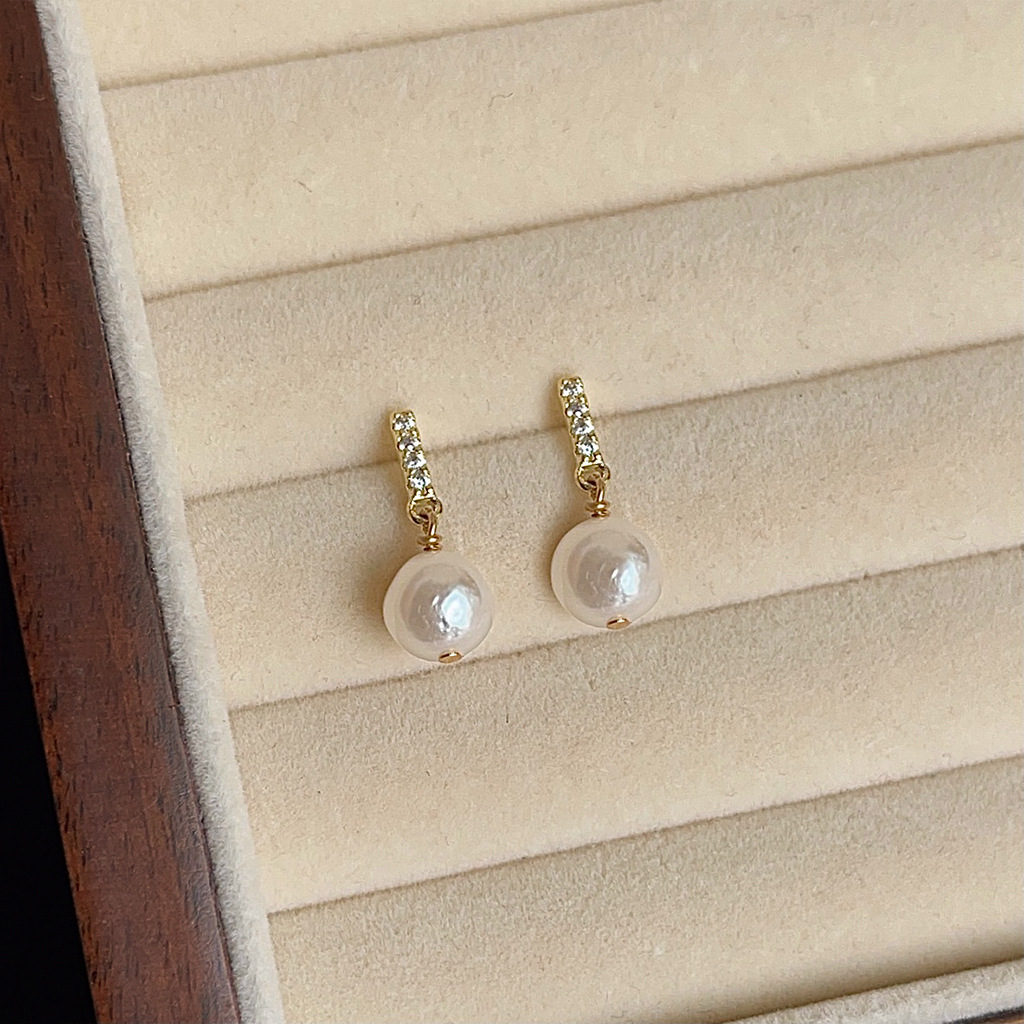 DIYアクセサリー 小さな天然パールスタッドピアス フランス - Pearl Earring Stud のレビューと価格