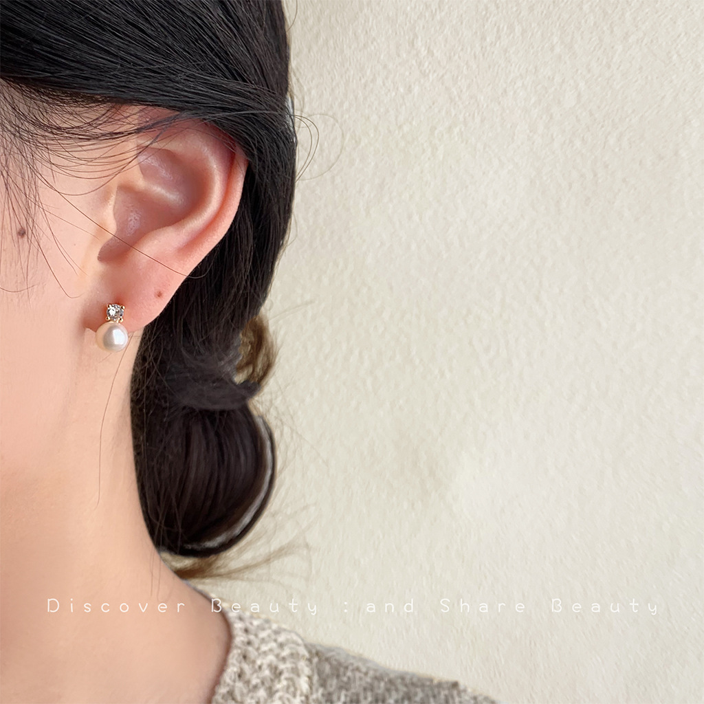 DIYアクセサリー 小さな天然パールスタッドピアス フランス - Pearl Earring Stud のレビューと価格