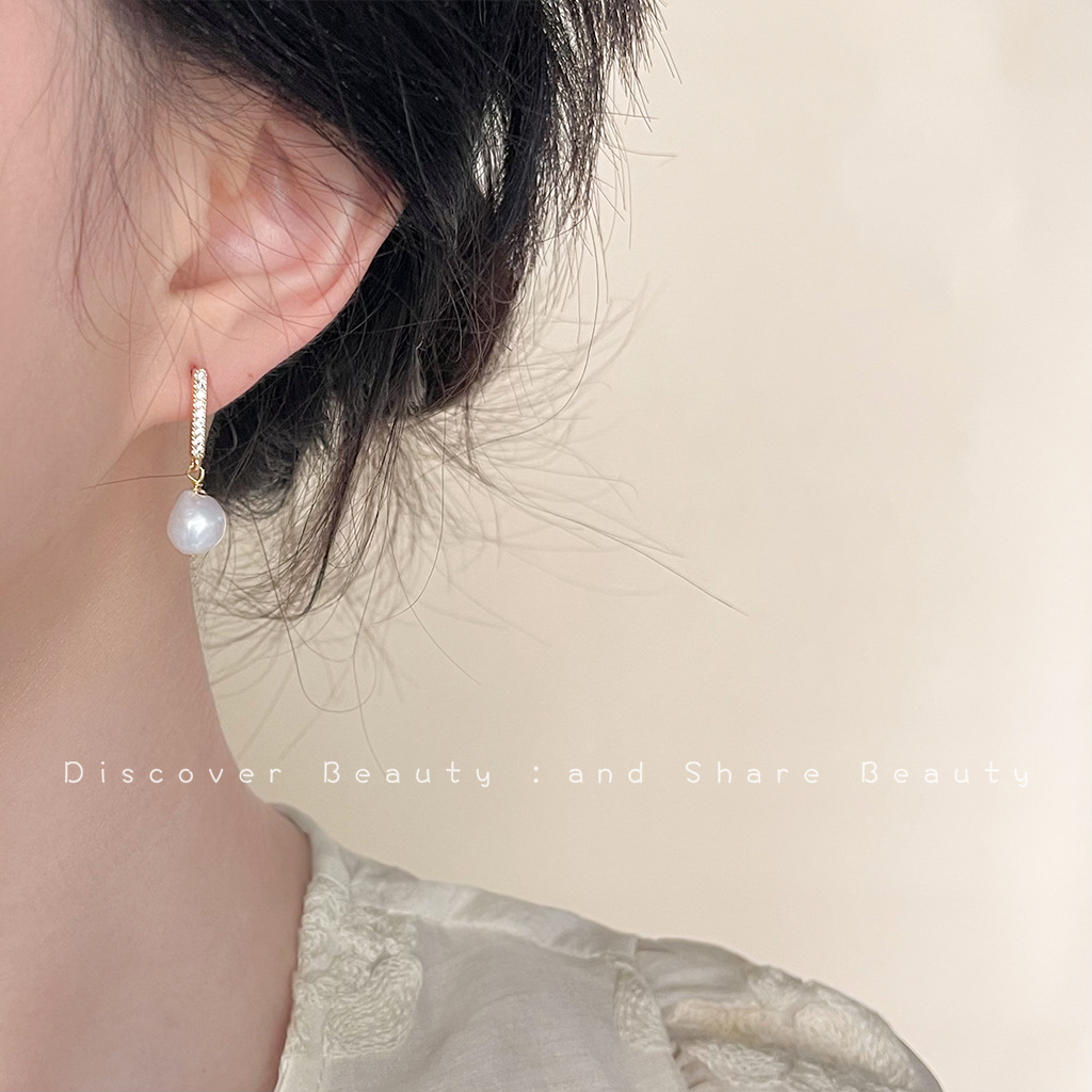 DIYアクセサリー 小さな天然パールスタッドピアス フランス - Pearl Earring Stud のレビューと価格