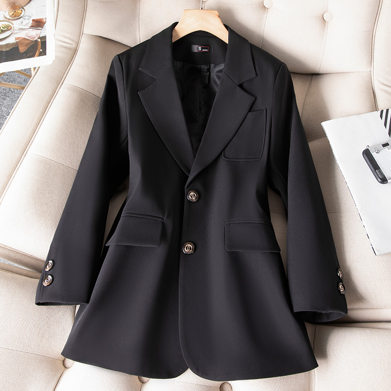 女性用長袖シングルブレストジャケット,フォーマルコート,青, - Women'S Office Formal Wear For Ladies のレビューと価格